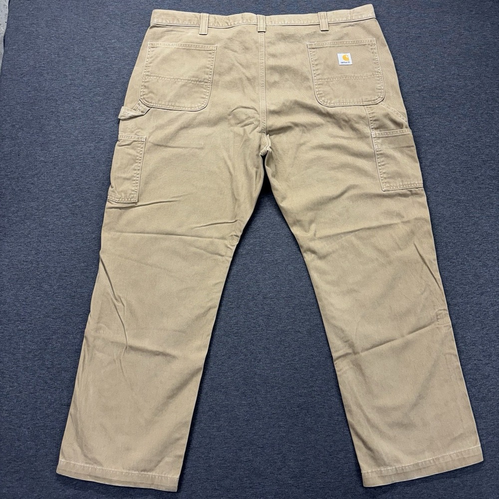 Carhartt Carpenter Pants Mens 44x30 B324 DKH Beige Relaxed Fit Canvas Workwear